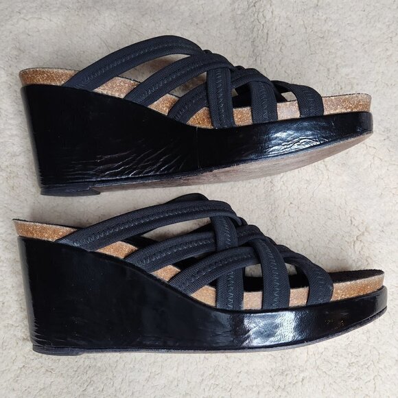 Donald J Pliner Black Strappy Wedge Heels Sandals - Picture 4 of 8